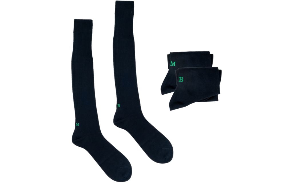 Calze Uomo Cotone Stretch | Blu Iniziali Ricamate in Corsivo Royal | Taglia 40/45 | Lunghezza Ginocchio