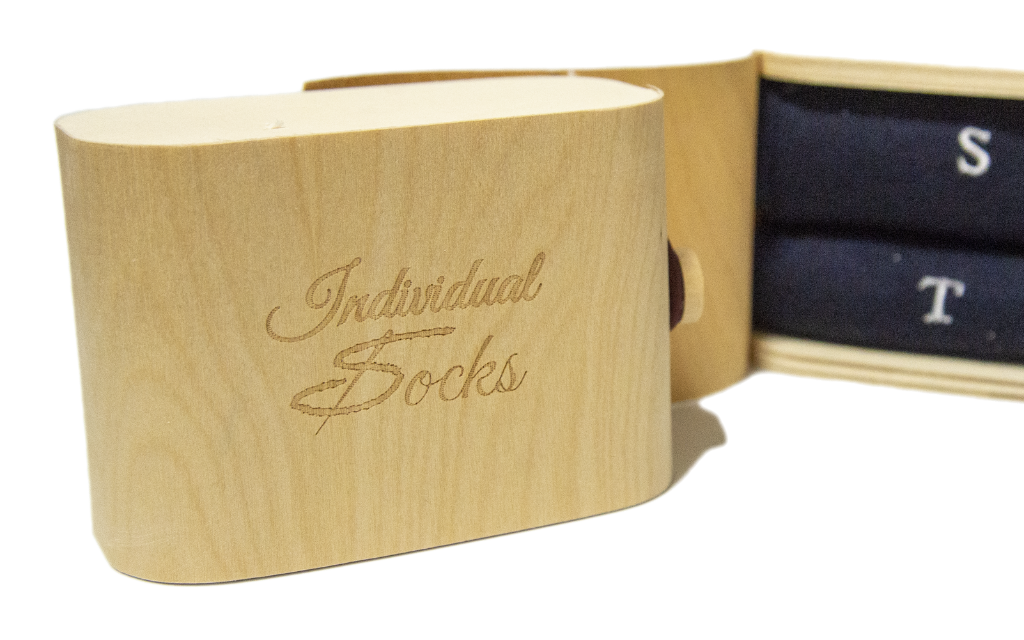 Men's Blue Socks with Grey Initials - Extra fine Cashmere Blend - Size 43/45 - 172