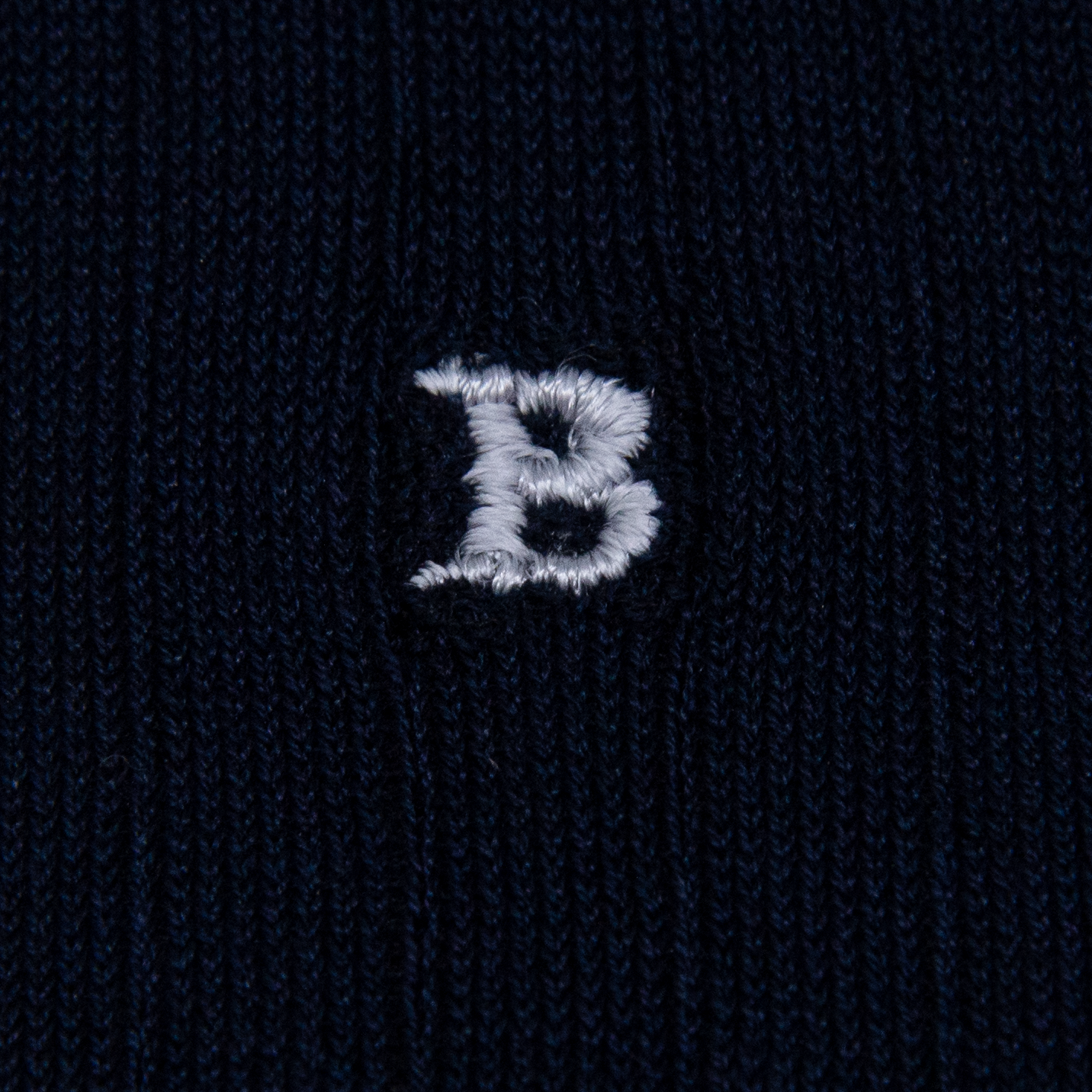 Blue Men's Ribbed Socks with Grey Initials - Filo di scozia Super light Stretch - Size 40/45 - 161