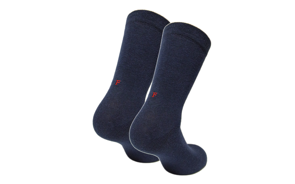 Baby Blue Socks with Red Initials - Stretch Cotton - Size 21/25 - 901