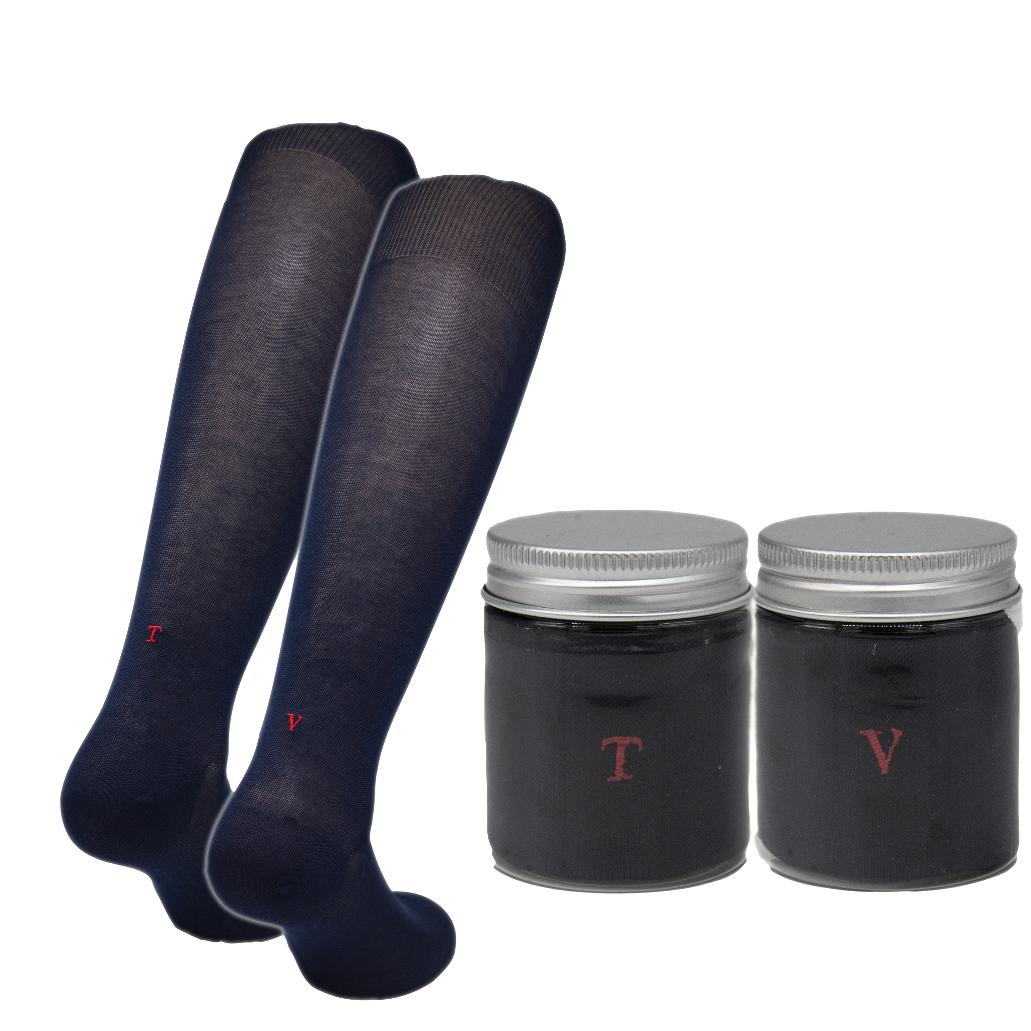 Calze Blu Uomo iniziali Bordò - Filo di Scozia Stretch - Taglia 40/45 - 156