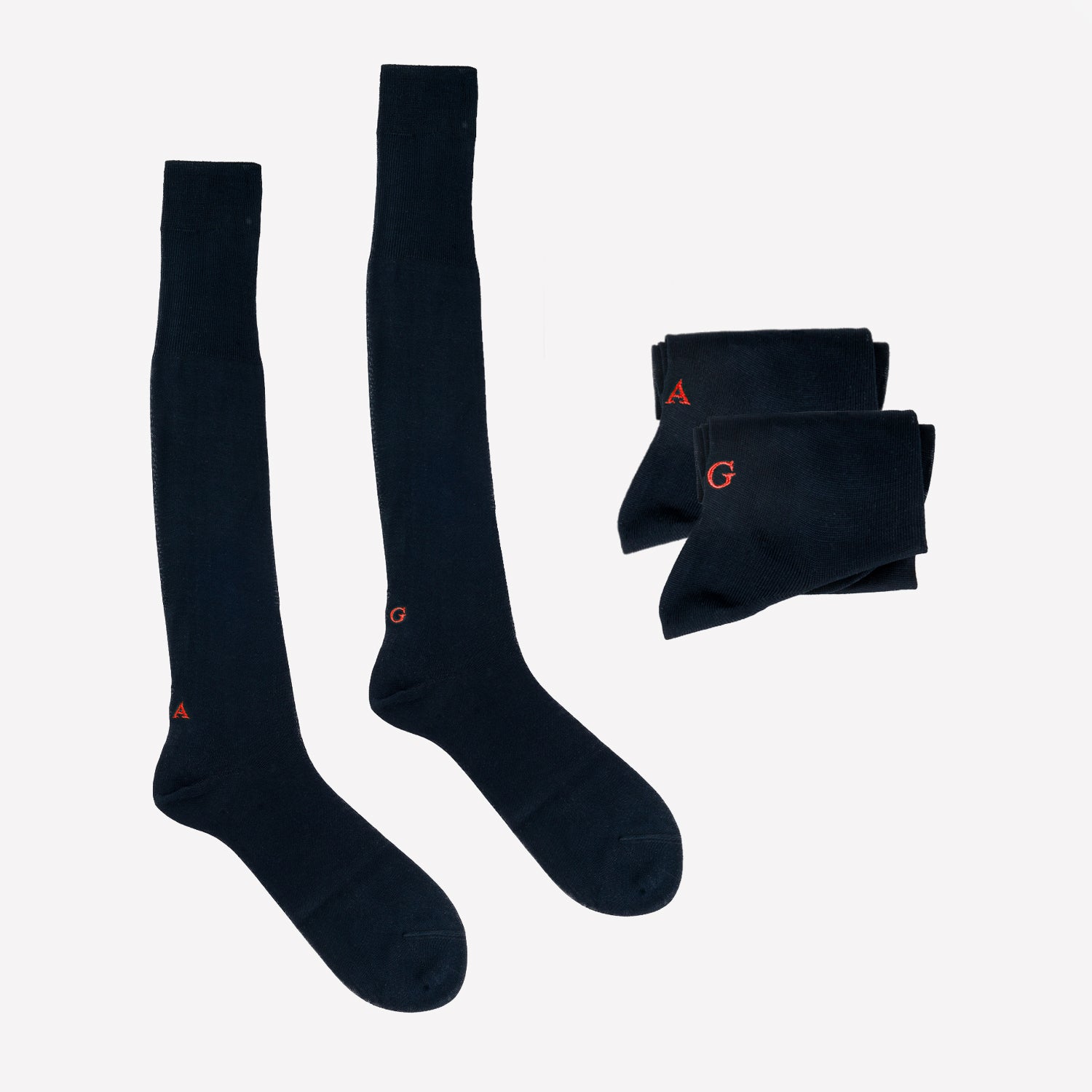 Blue Men's Socks with Red Initials - 100% Cotton Filo di scozia - Size 40/42 - 140
