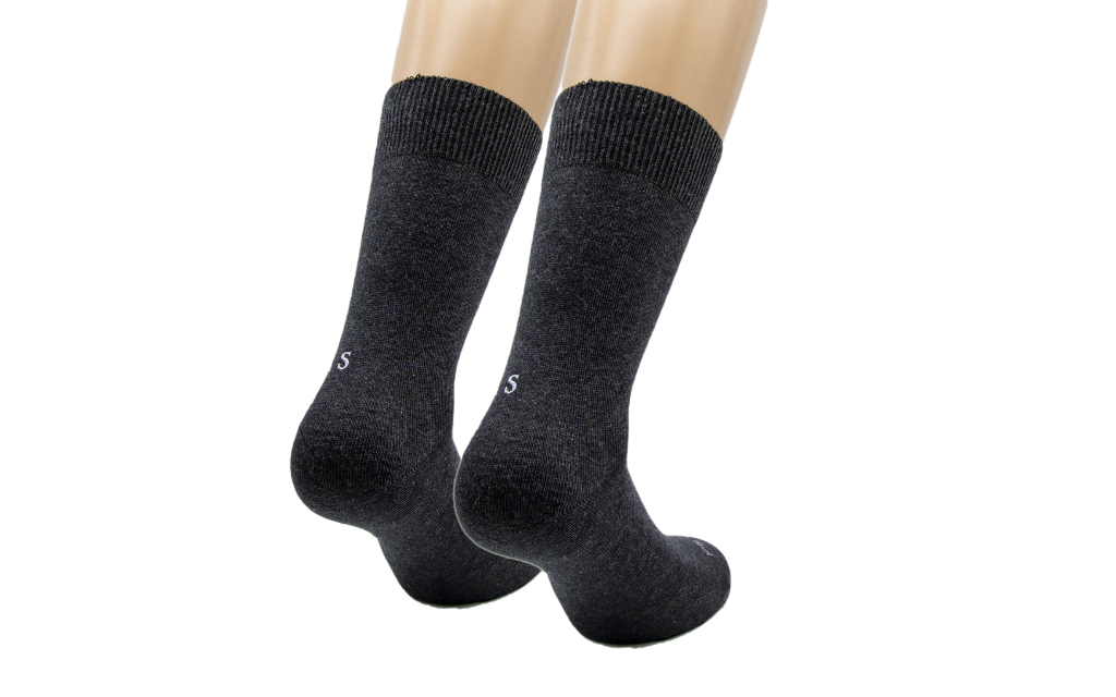 calza donna grigio antracite cotone organico personalizzata iniziali ricamate 601_A