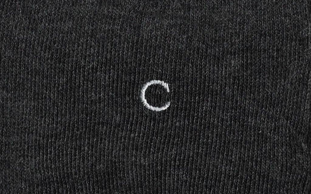 calza donna grigio antracite cotone organico personalizzata iniziali ricamate lettera C C_601A