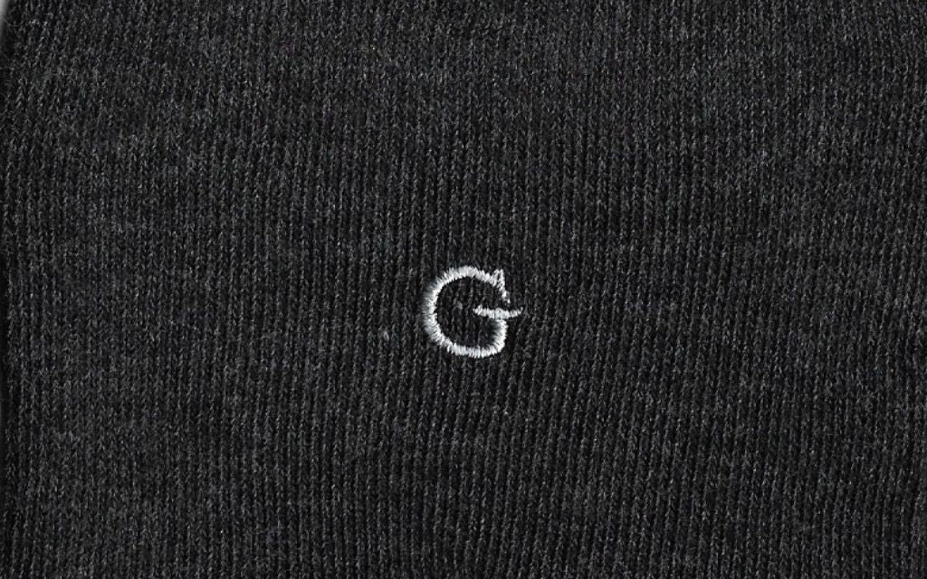 calza donna grigio antracite cotone organico personalizzata iniziali ricamate lettera G G_601A