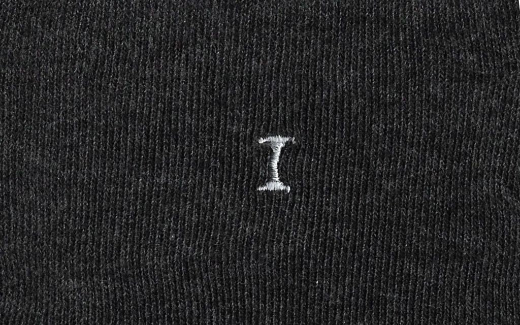 calza donna grigio antracite cotone organico personalizzata iniziali ricamate lettera I I_601A