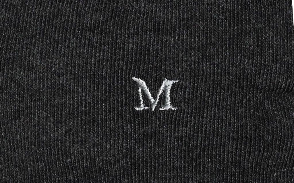 calza donna grigio antracite cotone organico personalizzata iniziali ricamate lettera M M_601A