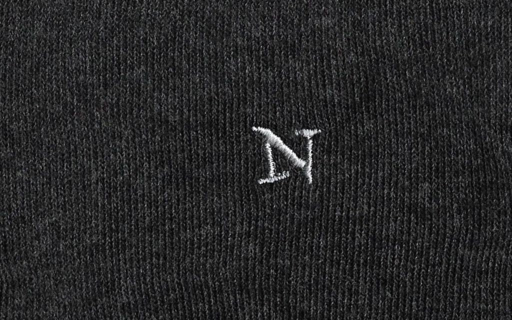 calza donna grigio antracite cotone organico personalizzata iniziali ricamate lettera N N_601A