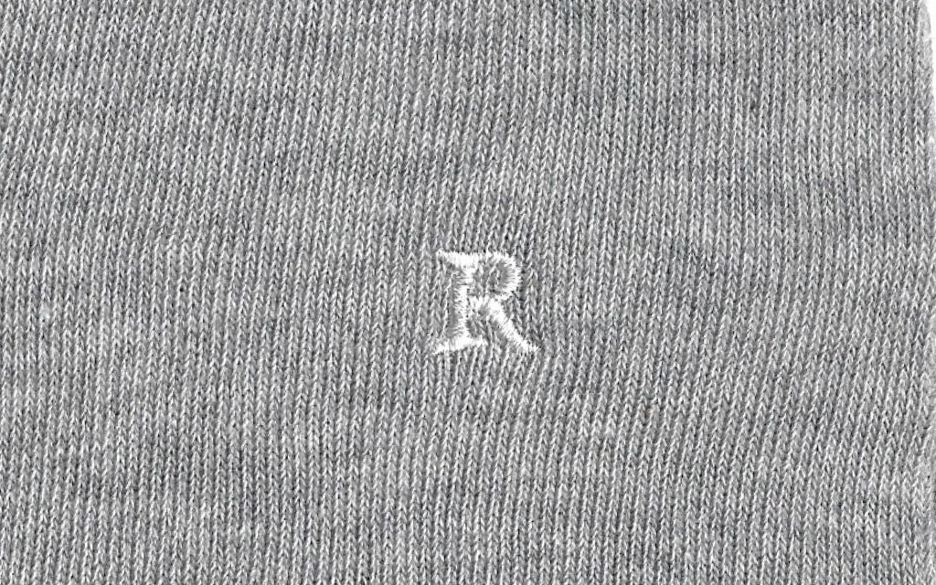 calza donna grigio melange cotone organico personalizzata iniziali ricamate lettera R R_605A