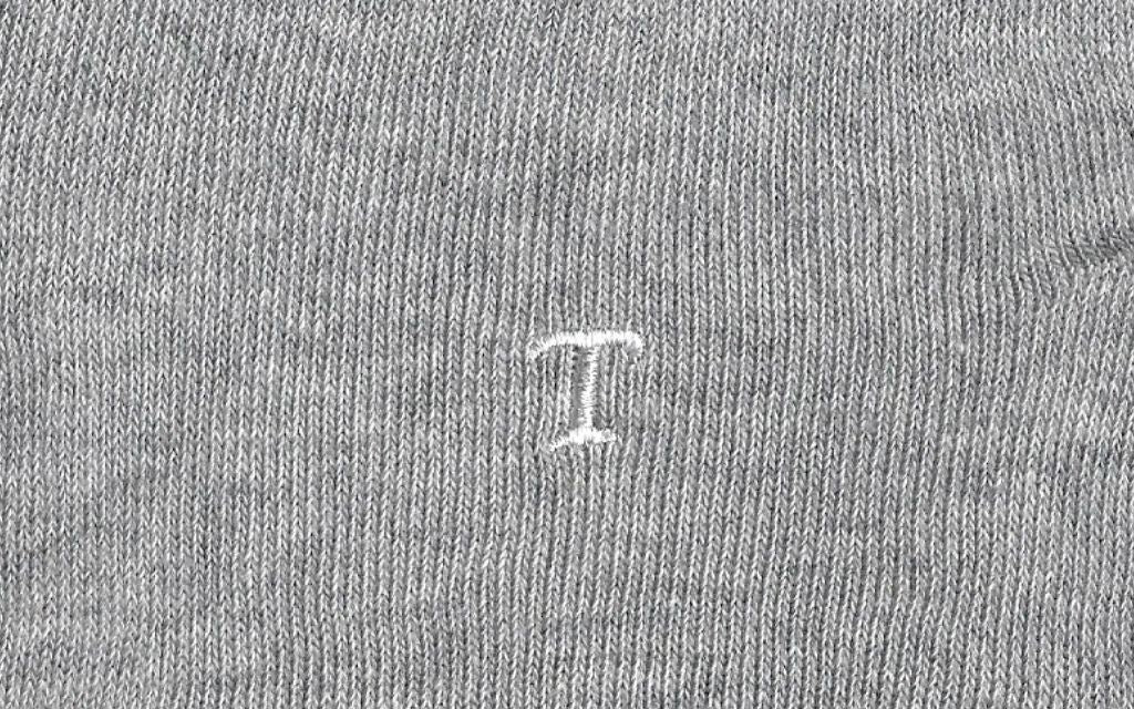 calza donna grigio melange cotone organico personalizzata iniziali ricamate lettera T T_605A