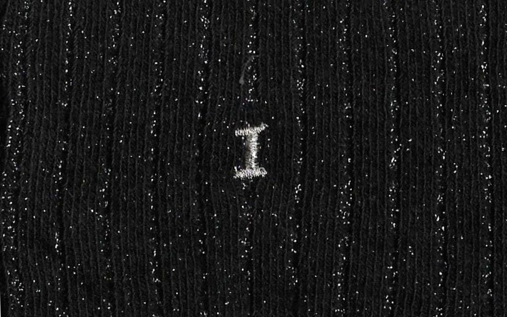 calza donna nera cotone costa lurex iniziali ricamate lettera I I_609A