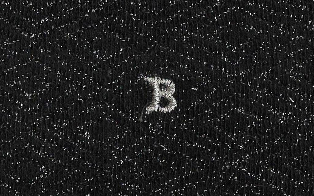 calza donna nera cotone lurex iniziali ricamate lettera B B_614A
