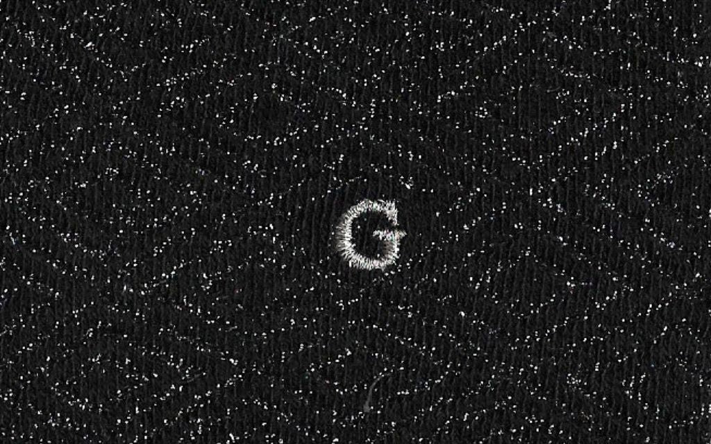 calza donna nera cotone lurex iniziali ricamate lettera G G_614A