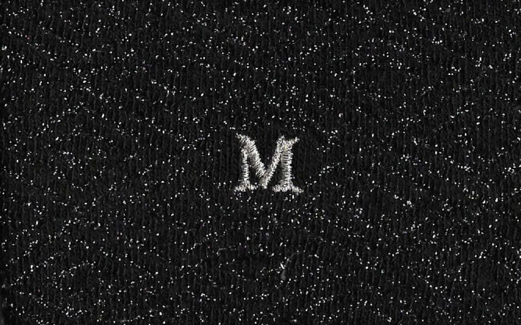 calza donna nera cotone lurex iniziali ricamate lettera M M_614A
