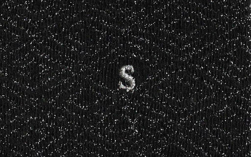 calza donna nera cotone lurex iniziali ricamate lettera S S_614A