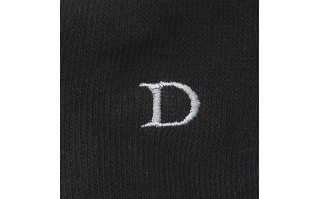 calza donna nero cotone organico personalizzata iniziali ricamate lettera D D_602A
