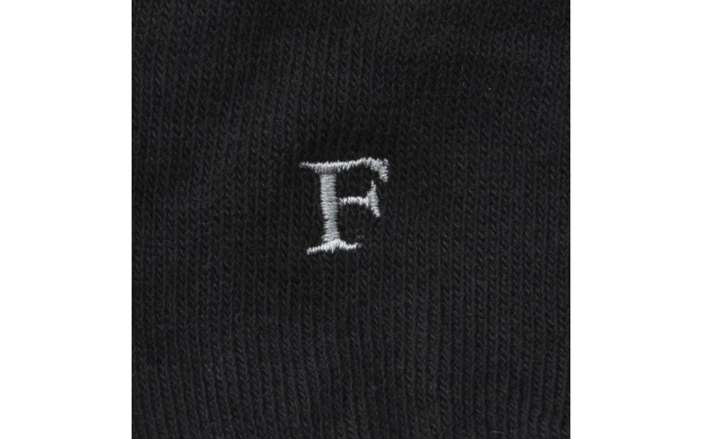 calza donna nero cotone organico personalizzata iniziali ricamate lettera F F_602A