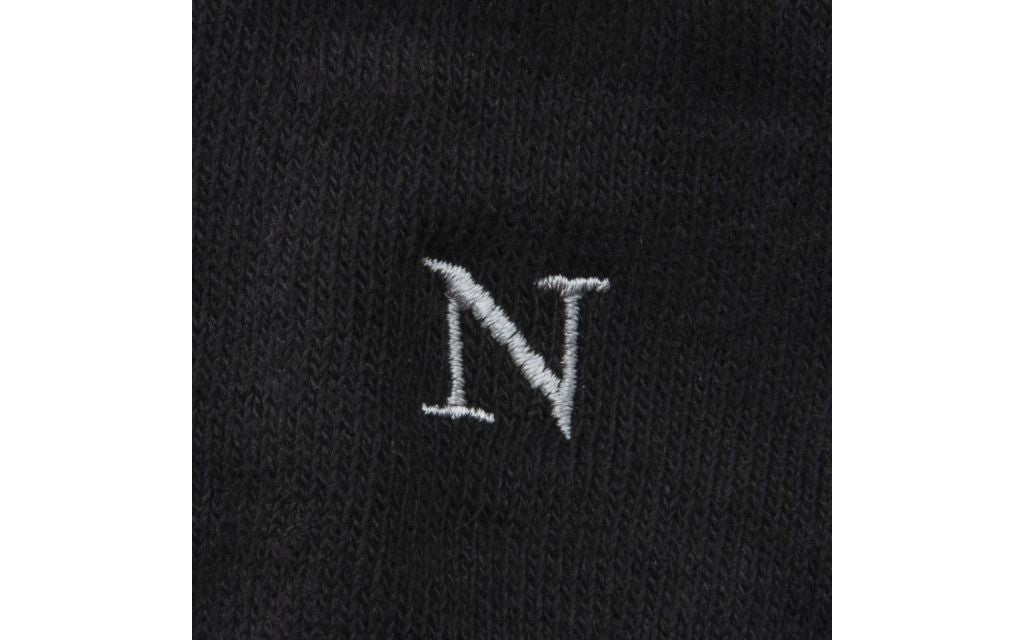 calza donna nero cotone organico personalizzata iniziali ricamate lettera N N_602A