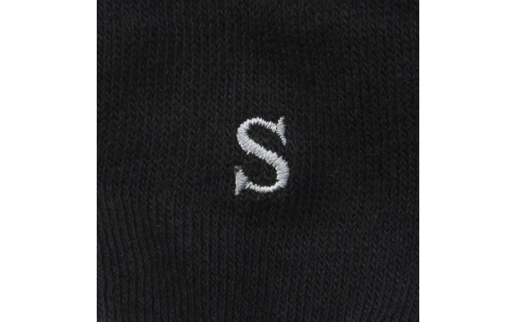 calza donna nero cotone organico personalizzata iniziali ricamate lettera S S_602A
