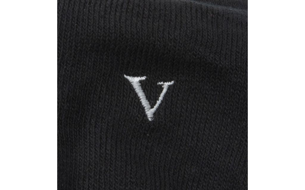 calza donna nero cotone organico personalizzata iniziali ricamate lettera V V_602A