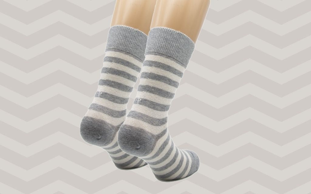 calza donna riga alta latte - grigio melange cotone organico personalizzata iniziali ricamate 605A