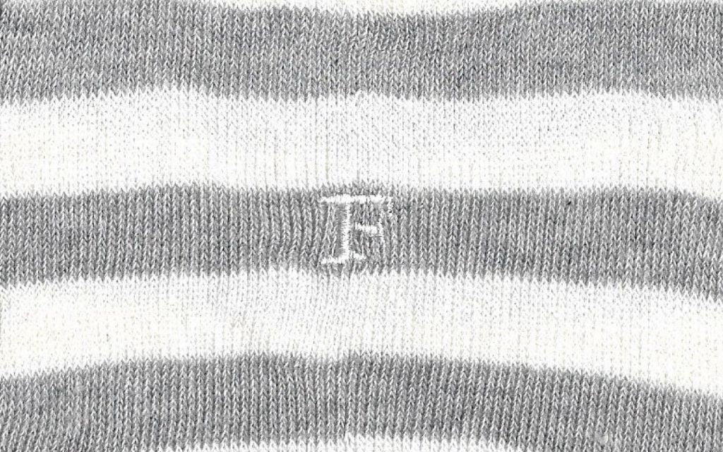 calza donna riga alta latte - grigio melange cotone organico personalizzata iniziali ricamate lettera F F_605A