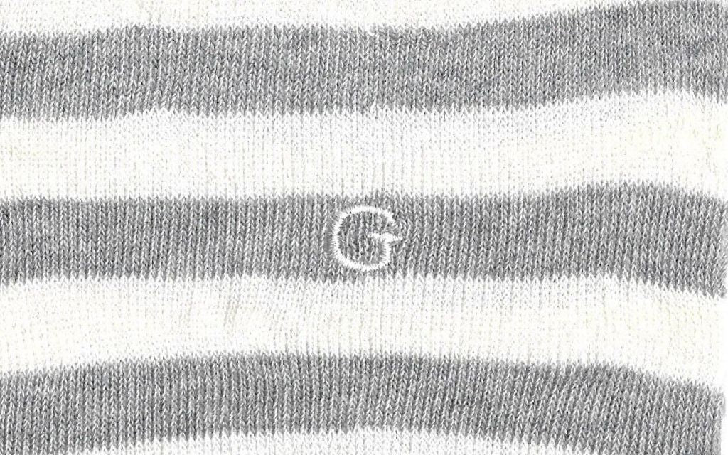 calza donna riga alta latte - grigio melange cotone organico personalizzata iniziali ricamate lettera G G_605A