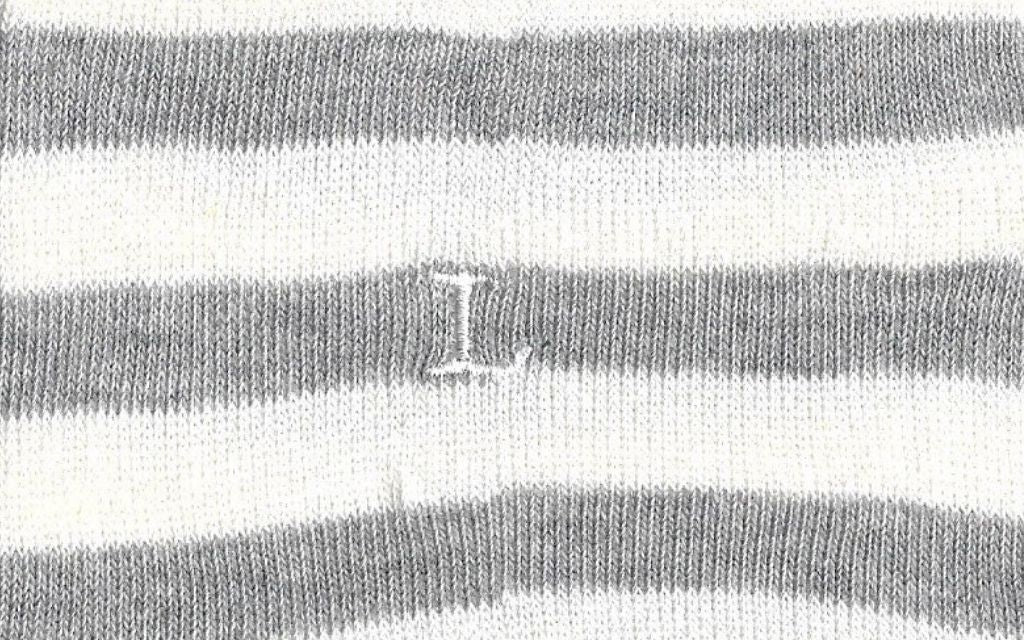 calza donna riga alta latte - grigio melange cotone organico personalizzata iniziali ricamate lettera L L_605A