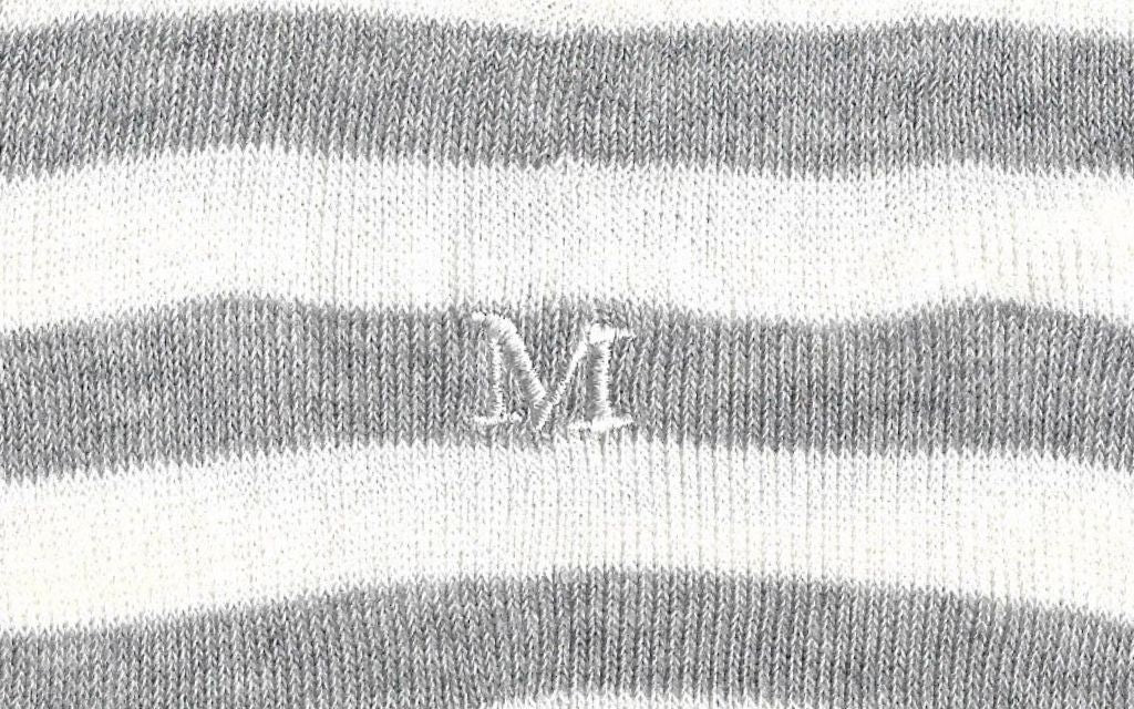 calza donna riga alta latte - grigio melange cotone organico personalizzata iniziali ricamate lettera M M_605A