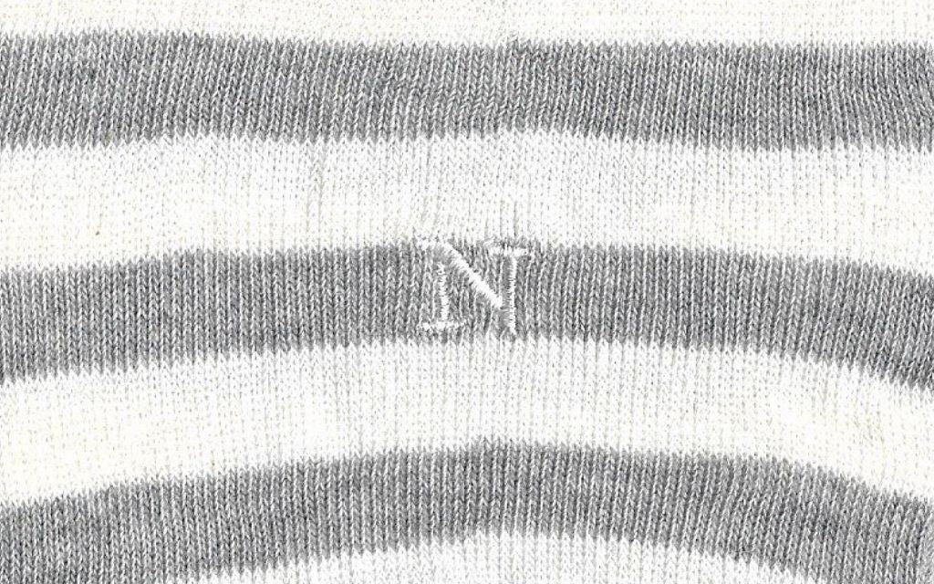 calza donna riga alta latte - grigio melange cotone organico personalizzata iniziali ricamate lettera N N_605A