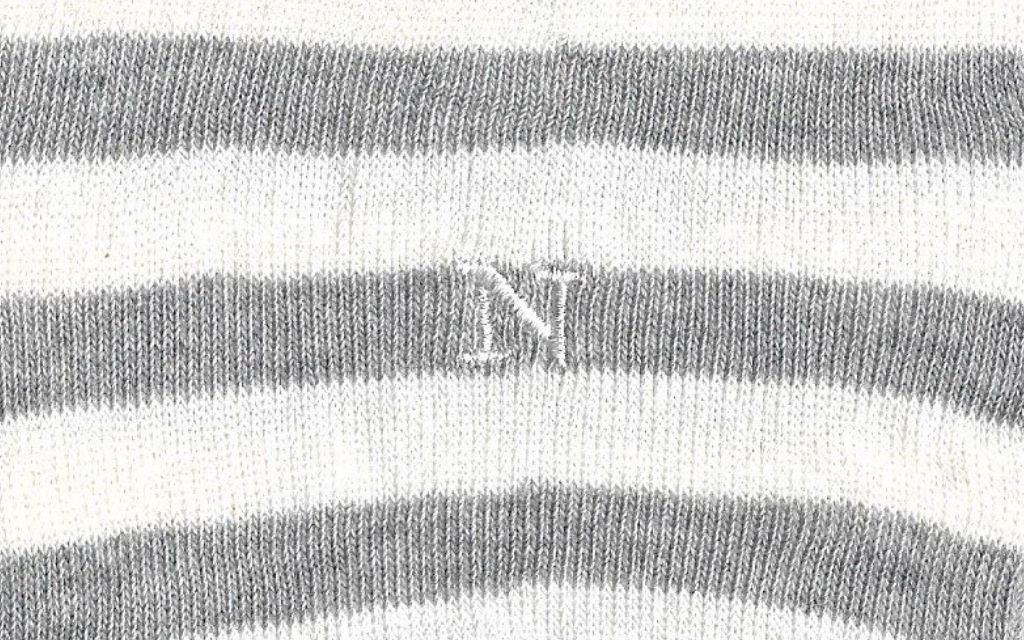 calza donna riga alta latte - grigio melange cotone organico personalizzata iniziali ricamate lettera N N_605A