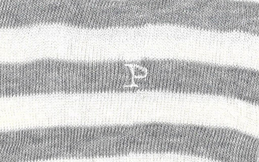 calza donna riga alta latte - grigio melange cotone organico personalizzata iniziali ricamate lettera P P_605A