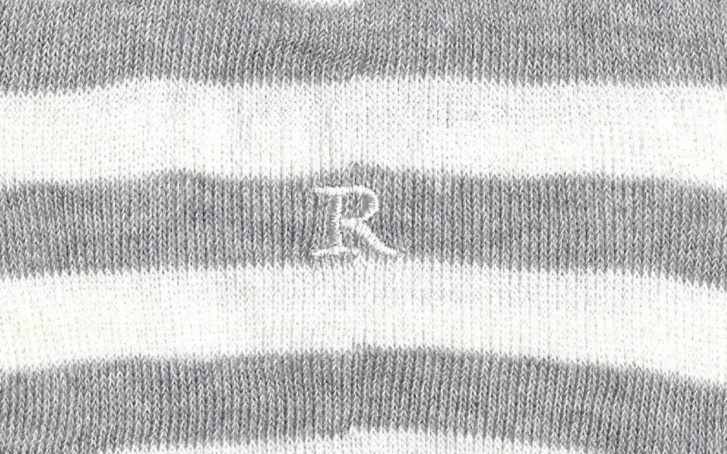 calza donna riga alta latte - grigio melange cotone organico personalizzata iniziali ricamate lettera R R_605A