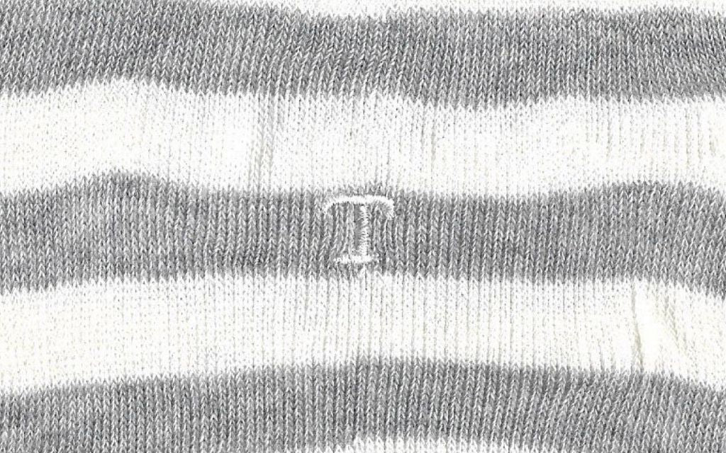 calza donna riga alta latte - grigio melange cotone organico personalizzata iniziali ricamate lettera T T_605A