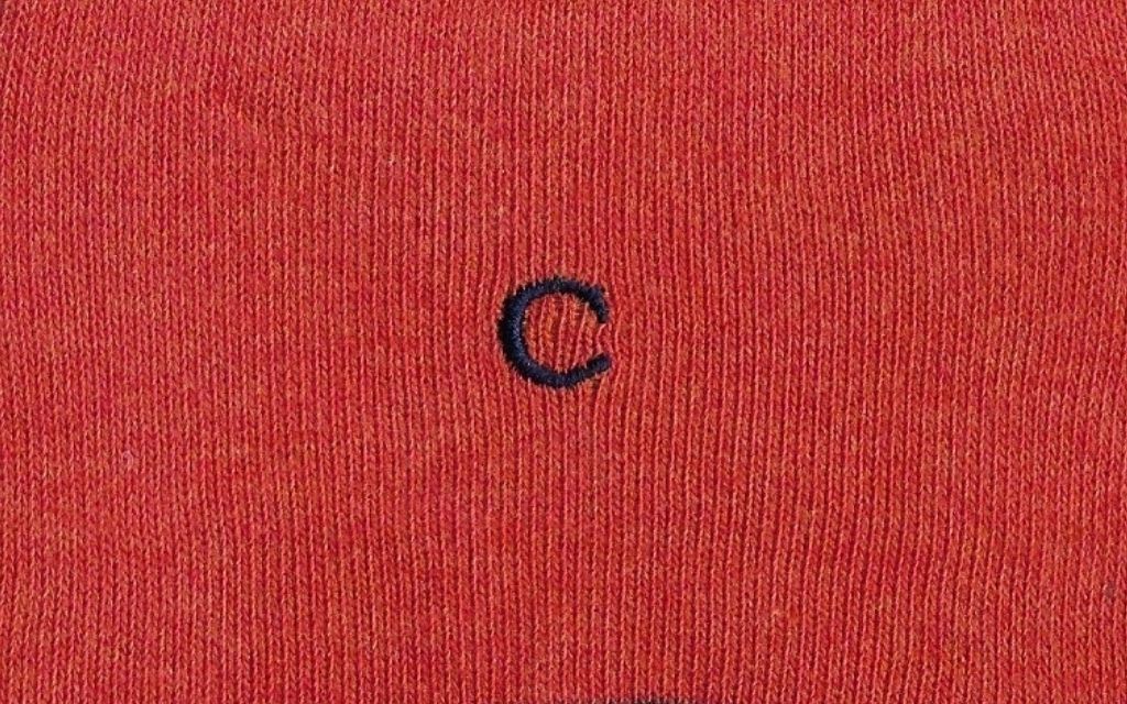 calza uomo arancio melange cotone organico personalizzata iniziali ricamate lettera C C_109A