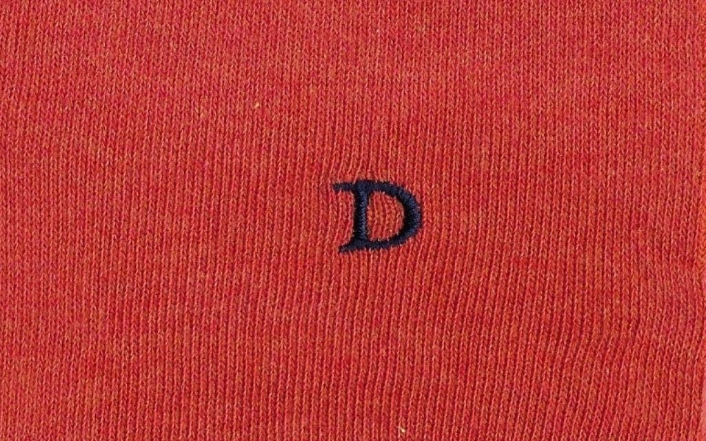 calza uomo arancio melange cotone organico personalizzata iniziali ricamate lettera D D_109A