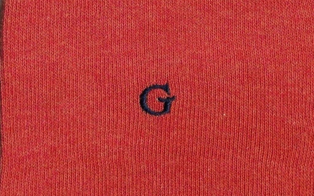 calza uomo arancio melange cotone organico personalizzata iniziali ricamate lettera G G_109A