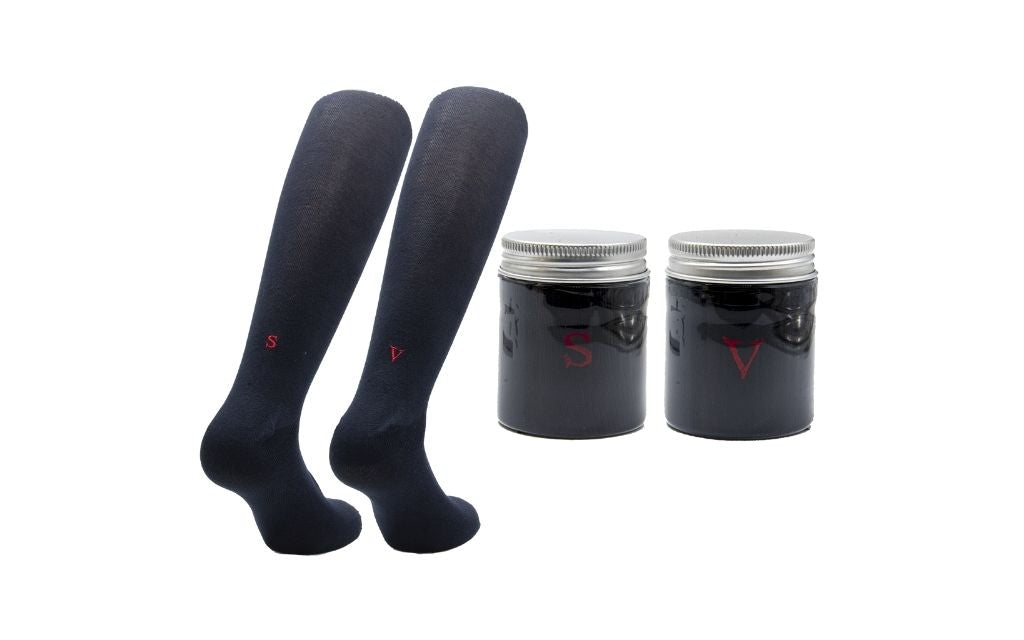 Calze Blu Uomo iniziali Rosse - Cotone Stretch - Taglia 40/45 - 101