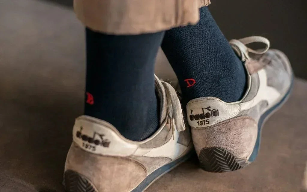 Men's Blue Socks with Red Initials - Stretch Cotton - Size 40/45 - 101