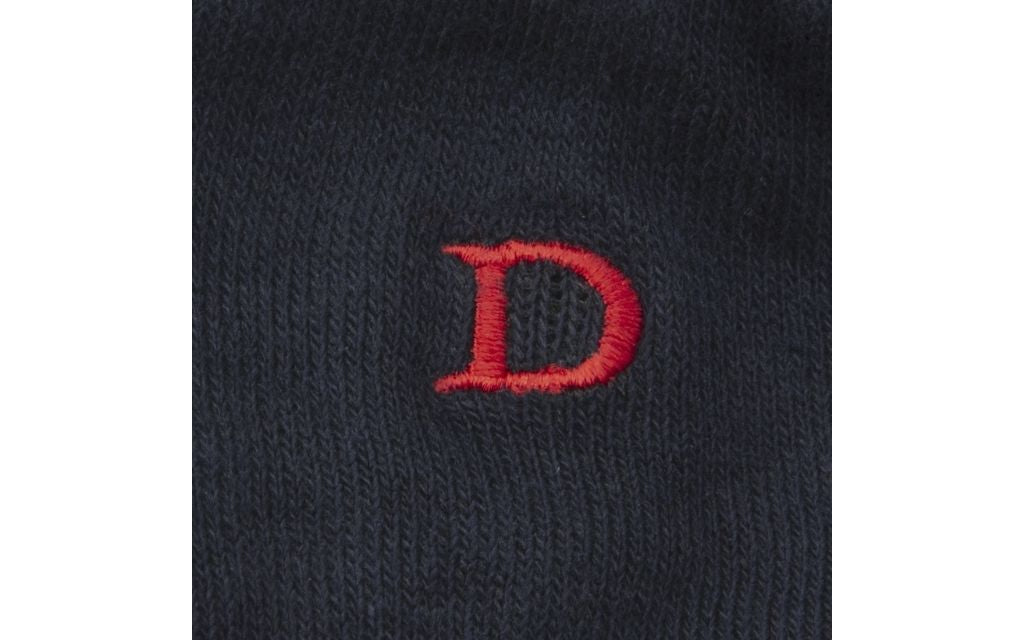calza uomo blu navy cotone organico personalizzata iniziali ricamate lettera D D_101A