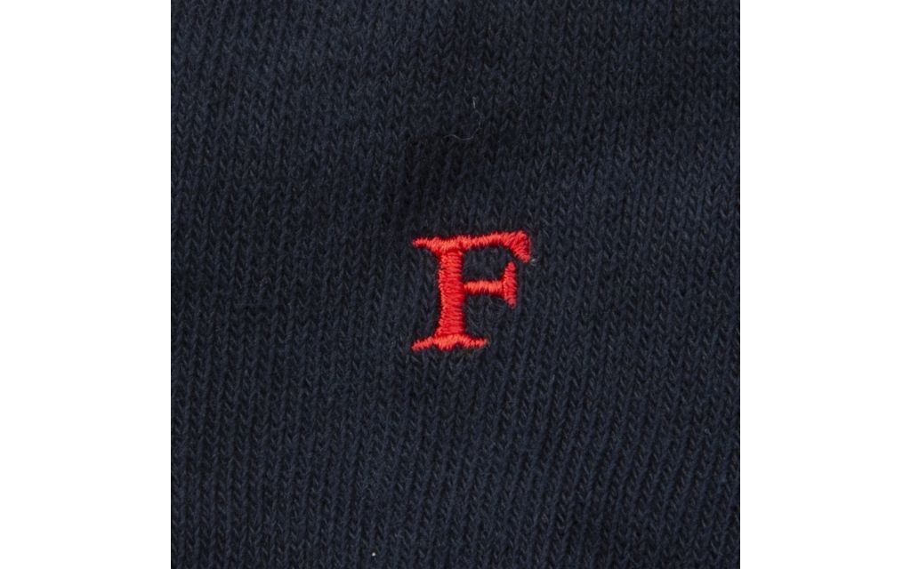 calza uomo blu navy cotone organico personalizzata iniziali ricamate lettera F F_101A