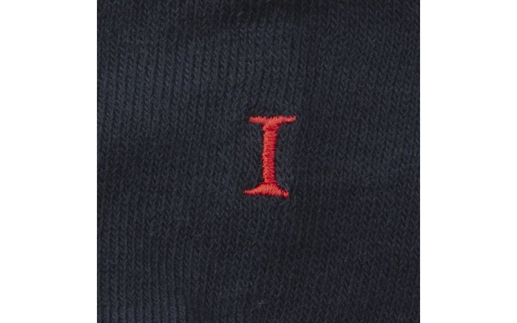 calza uomo blu navy cotone organico personalizzata iniziali ricamate lettera I I_101A