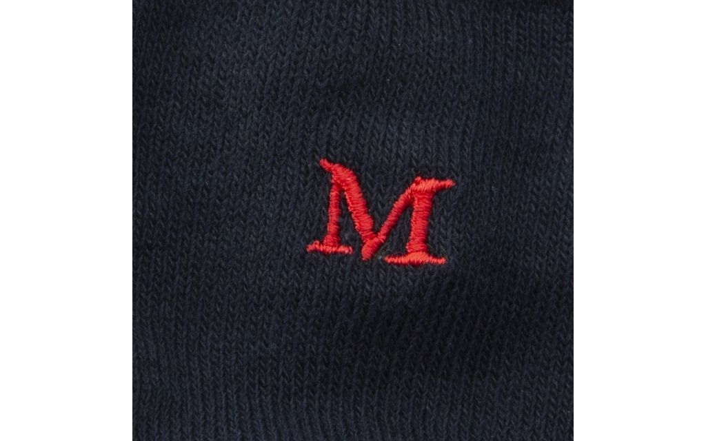 calza uomo blu navy cotone organico personalizzata iniziali ricamate lettera M M_101A