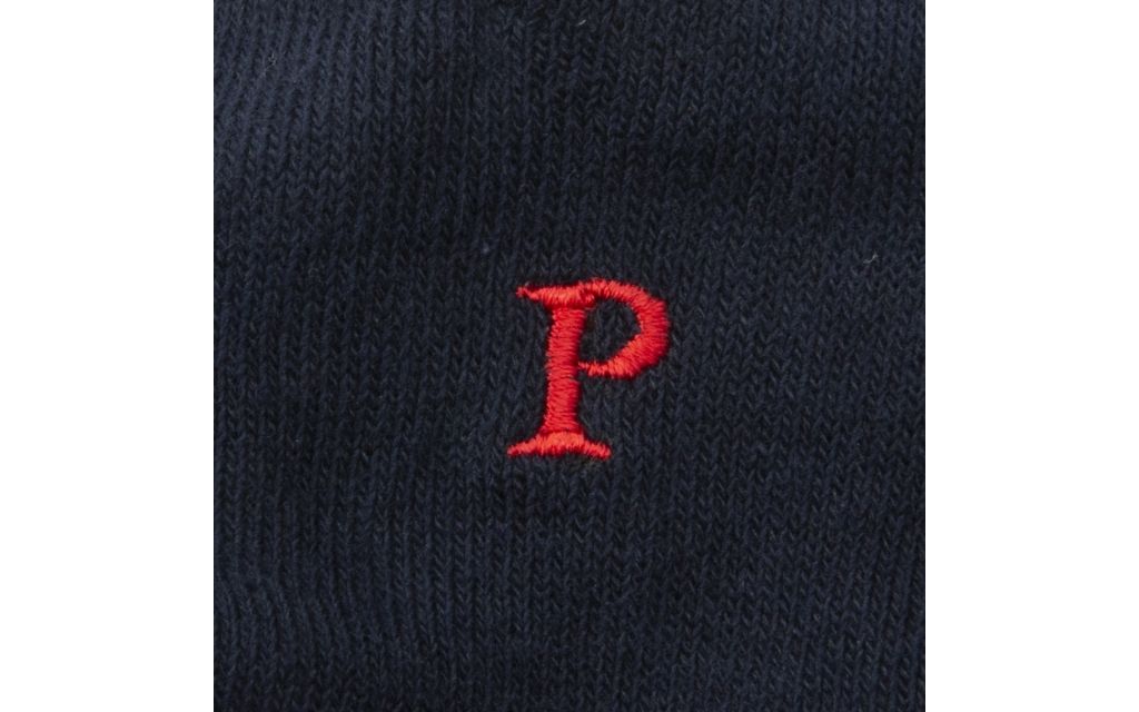 calza uomo blu navy cotone organico personalizzata iniziali ricamate lettera P P_101A