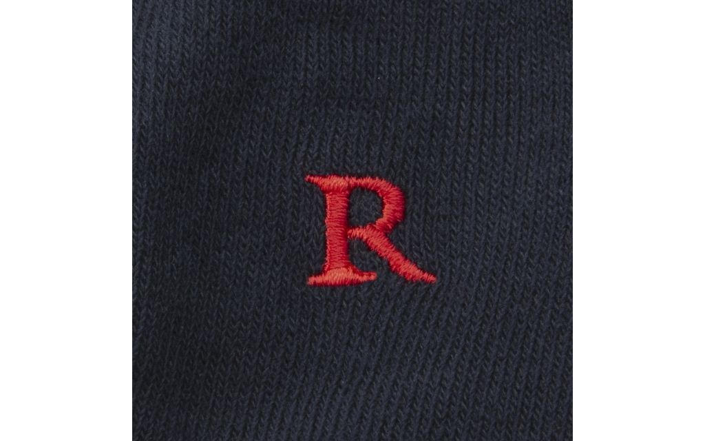 calza uomo blu navy cotone organico personalizzata iniziali ricamate lettera R R_101A