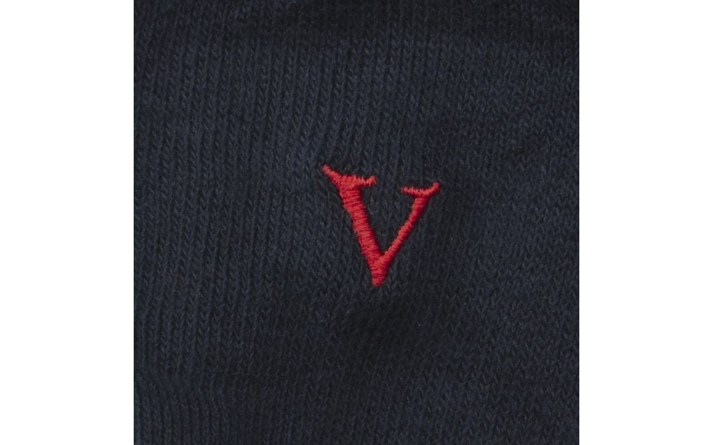 calza uomo blu navy cotone organico personalizzata iniziali ricamate lettera V V_101A