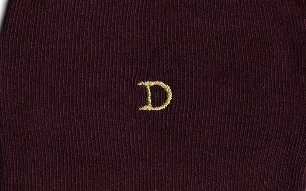 calza uomo bordo cotone organico personalizzata iniziali ricamate lettera D D_107A