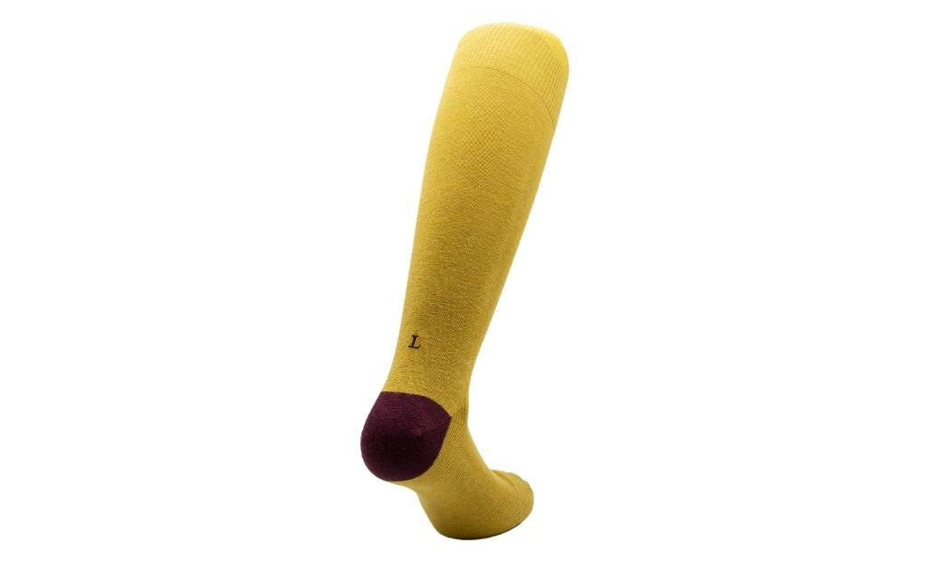 calza uomo giallo senape melange cotone organico personalizzata iniziali ricamate 108____A