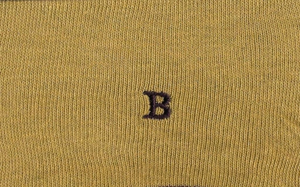 calza uomo giallo senape melange cotone organico personalizzata iniziali ricamate lettera B B_108A