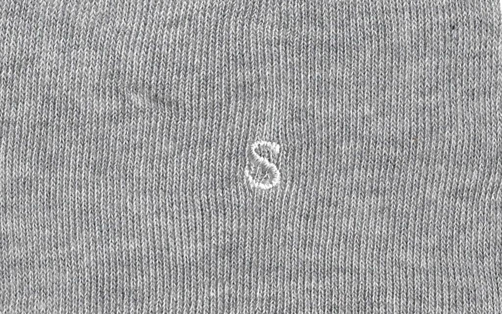 calza uomo grigio chiaro melange cotone organico personalizzata iniziali ricamate lettera S S_112A